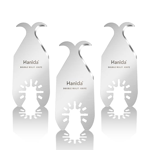 3 Pcs Oscillating Saw Blades, Oscillating Multi Tool Hook Knife Blades, Multitool Blades for Cutting Roofing Shingles, PVC Carpet, Cardboard, fit Dewalt Milwaukee Rockwell Bosch Dremel Ryobi