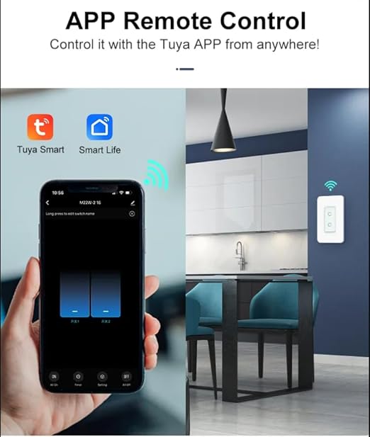 Nexete Smart Light Switch,2.4GHz Wi-Fi Single Pole Touch Switch, Timmer Voice & Smart Life App Control,Compatible with Alexa Google Assistant,Neutral Wire Required,White (Single & Dual Switches)