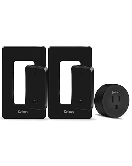 Remote Control Outlet Plug with 2 Switches, Buckle Design & Removable Wireless Light Switch, 300 ft, 1500W On Off Power Switch for Household Appliances, No Wiring No WiFi, Programmable, Black
