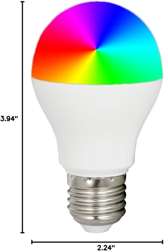 LGIDTECH FUT014 6W WiFi LED 2.4GHz Light Bulb A19 RGB+CCT Color Changing CCT Color Temperature Adjustable,AC100-240V,Memory Function,Smartphone APP Control via Gateway(Excluded)