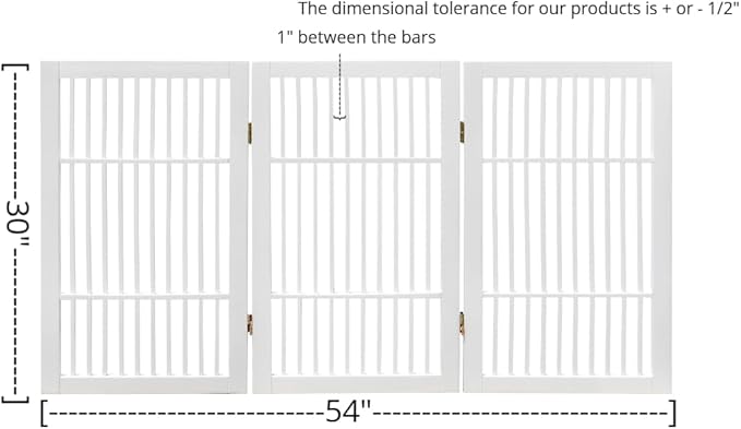 Pet Dog Gate Strong and Durable Freestanding Folding Acacia Hardwood Portable Wooden Fence Indoors or Outdoors by Urnporium (White Pet Gate, 3 Panel 30" Tall)