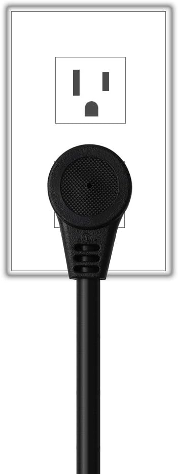 Right Angle (Down Angle) 15 Amp to 20 Amp Plug Adapter Cable UL Listed 14AWG (1Foot) NEMA 5-15P to 5-15/20R (Comb 20Amp T Blade) 15 Amp Household Plug to 20 Amp T-Blade AC Power Cable