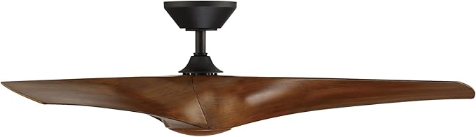 Zephyr Smart Indoor and Outdoor 3-Blade Ceiling Fan 52in Matte Black Distressed Koa with Adjustable CCT 2700K-3000K-4000K-5000K LED Light Kit and Remote Control works with Alexa, iOS or Android App