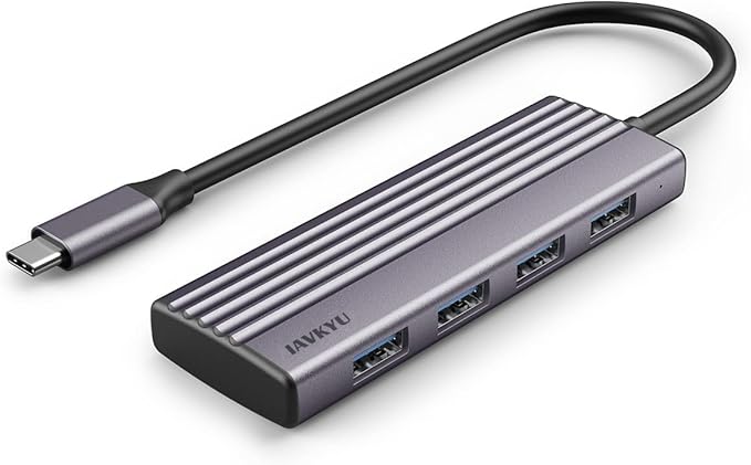 USB C Hub Multiport Adapter, 4-Port Type C Hub for Laptop/MacBook/iPad Pro, 5Gbps Slim USB-C Splitter with USB 3.0 Data Ports,Compact Multiport Adapter for Travel/Dell XPS/Galaxy