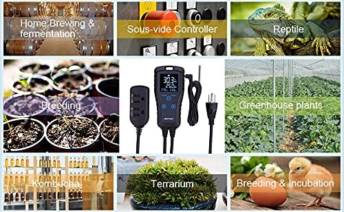 Digital Temperature Controller 2-Stage Thermostat Outlet Heating & Cooling Mode for Chest Freezer Refrigerator Homebrew Fermenter Greenhouse 110V 10A 1100W