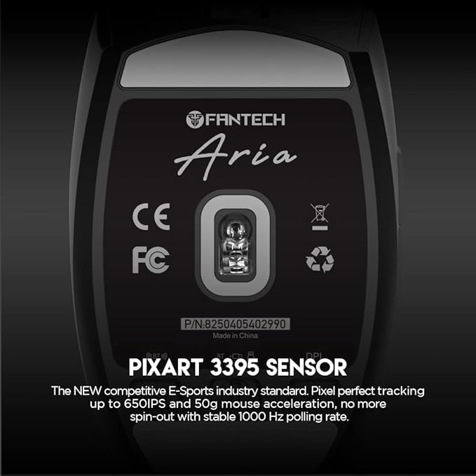 FANTECH ARIA XD7 Wireless Gaming Mouse Pixart 3395 Gaming Sensor 26000 DPI, HUANO Switches, Super Lightweight 59 Grams and Ambidextrous Egg Shape, 3 Mode Connectivity, Black