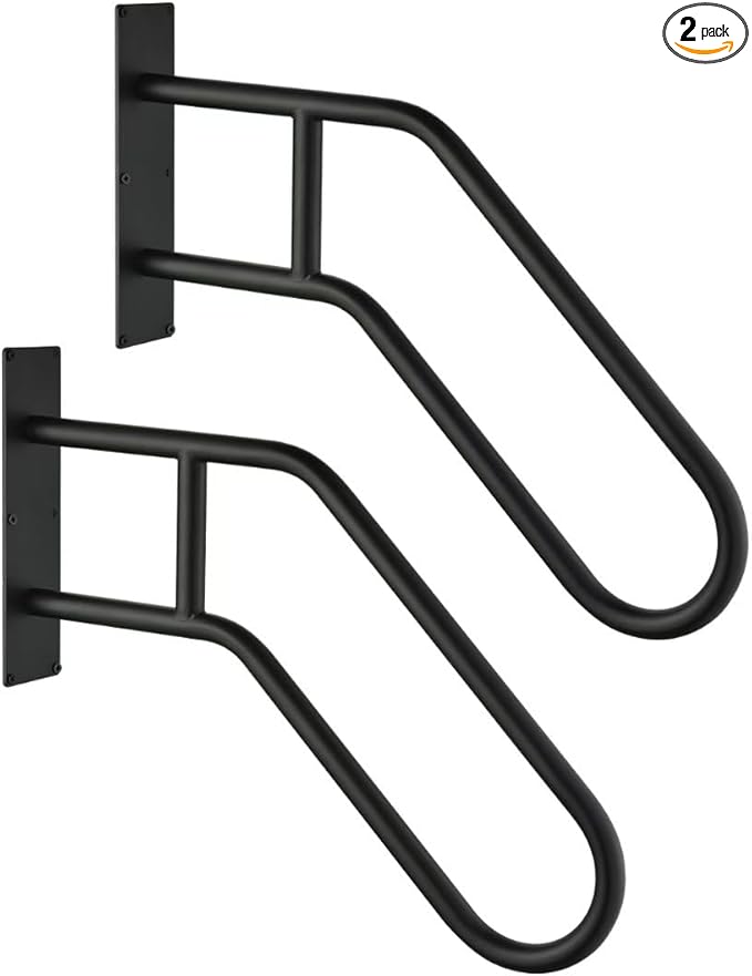 2- Pack Outdoor Handrail for Stairs and Deck - Adjustable Aluminum Stair Railing with Anti-Slip Grip, Heavy Duty Exterior Handrail for Steps, Porch, Elderly Safety -Black