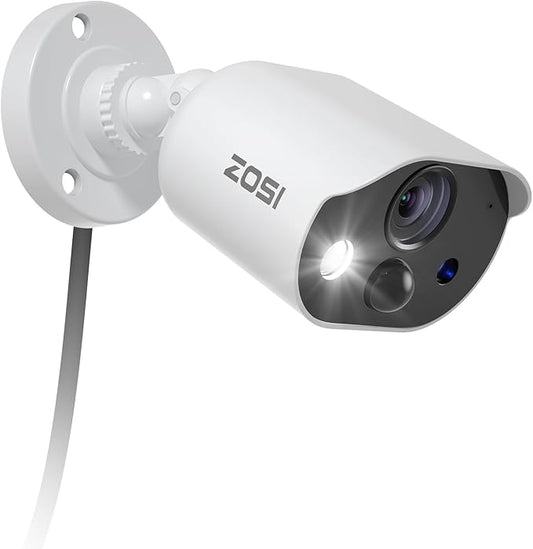 ZOSI 1080P HD-TVI Add On Camera, 2MP 1920TVL Indoor Outdoor Surveillance Home Security Camera with Audio, Night Vision, Smart Motion Detection, IP66 Weatherproof, Only Work 3K Lite CCTV DVR