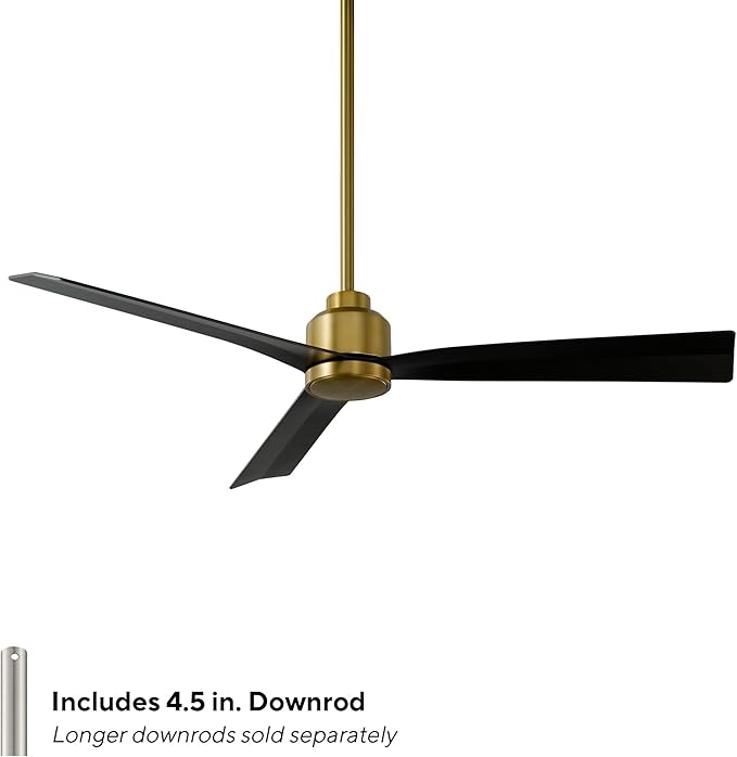 WAC Lighting Clean Indoor and Outdoor 3-Blade Smart Home Ceiling Fan 52in Soft Brass Matte Black with Remote Control works with Alexa and iOS or Android App