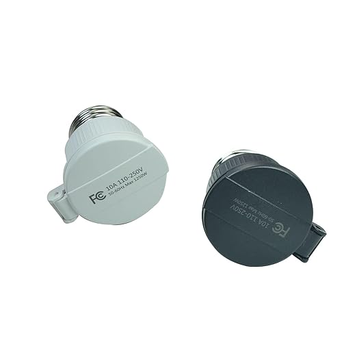 E26/E27 Waterproof Light Bulb to Socket Adapter, 3 Prong Light Socket to Plug Adapter, Flip Top Polarized Light Bulb Outlet Socket Adapter, Plug-in Light Socket Converter, (1 Black, 1 White)