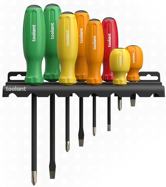 toolant 8PCS Magnetic Screwdrivers Set,4 Phillips and 4 flat head screwdriver,Comfort grip With Color Coded And Magnetizer For Woodworking,Home repairs and other screw driving applications