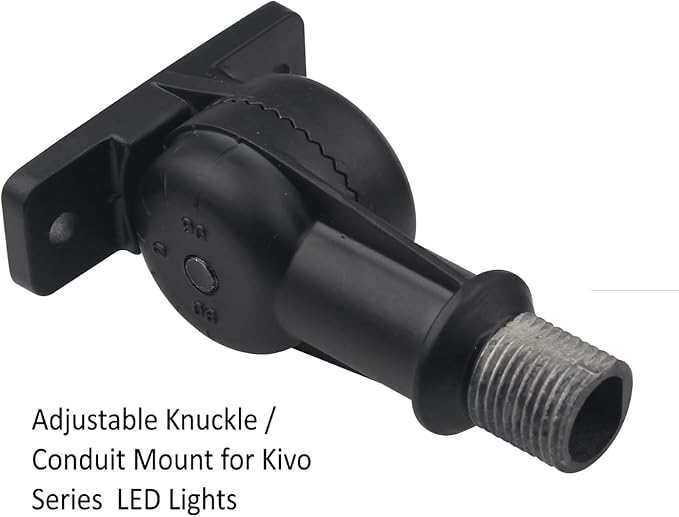 RuggedGrade Threaded Conduit Mount/Adjustable Knuckle Mount for 90W Kivo Series LED Flood Light | Durable Aluminum Mounting Arm | Outdoor LED Fixtures | DLC 5.1 Premium