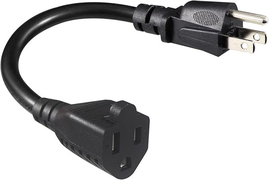 [1 Pack] 6inch Short Power Extension Cord - Black 3 Prong Mini Indoor Grounded Extension Cord,16AWG Small Electrical AC Extension Cord for Outlet Saver,Rated for 13AMP Home Appliance Extender Lead