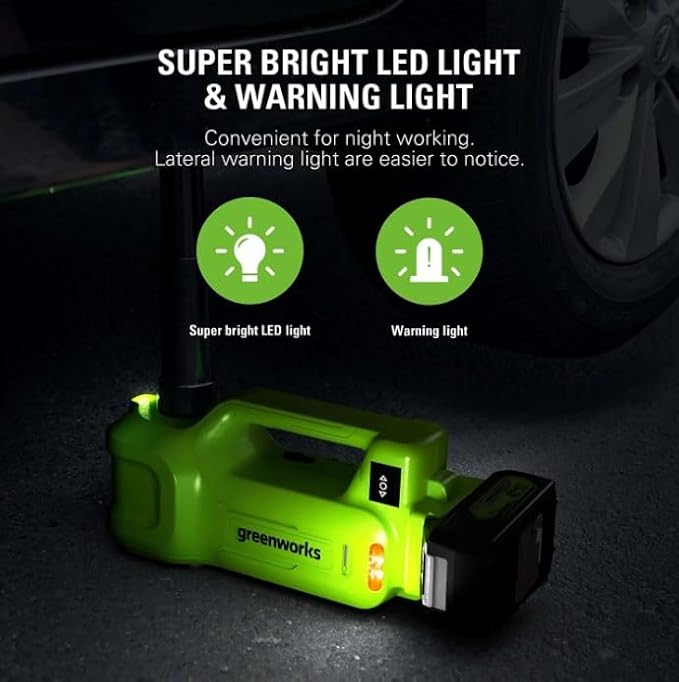 Greenworks 24V 3pcs Brushless Power Tool Combo Kit,Cordless Car Jack,Tire Inflator, Impact Wrench, Includes 4.0Ah Battery & Charger