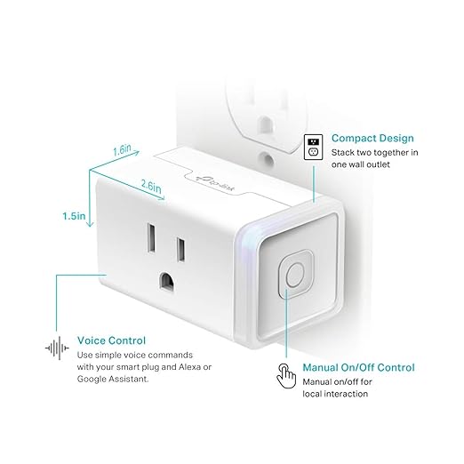 Kasa Smart Plug HS103P2, Smart Home Wi-Fi Outlet Works with Alexa, Echo, Google Home & IFTTT, No Hub Required, Remote Control,15 Amp,UL Certified, (Pack of 2) White