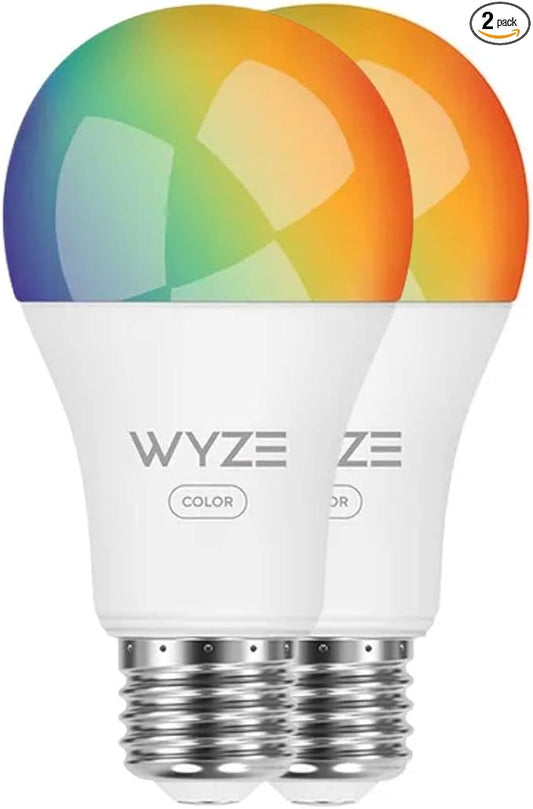 Wyze Bulb Color, 1100 Lumen WiFi RGB and Tunable White A19 Smart Bulb, Works with Alexa and Google Assistant, Two-Pack