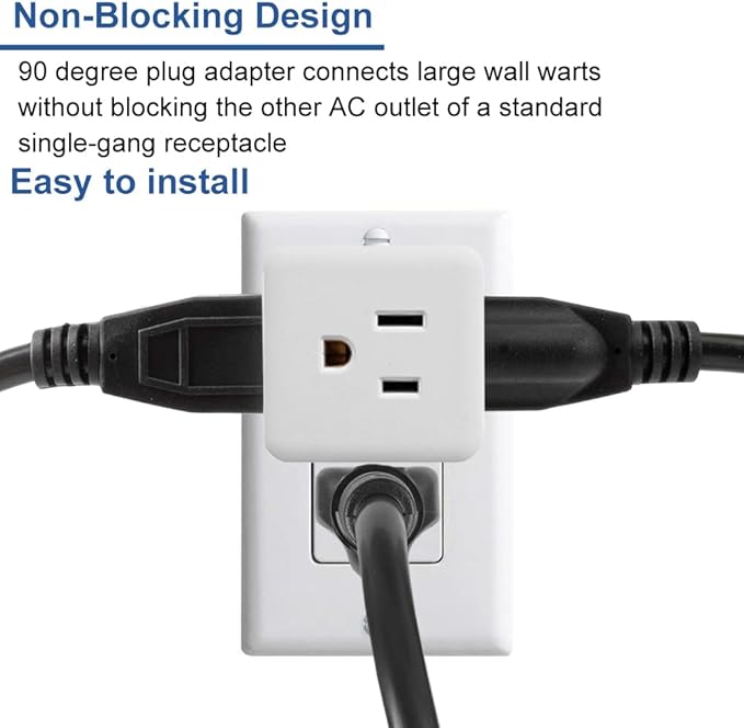 Outlet Splitter 3 Prong,3 Outlet Wall Adapter,Cube Tap Plug Extender,3 Way Wall Outlet Adapter,Multiple Plug Expander,UL Listed,White,2 Pack