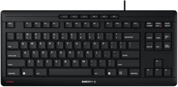 CHERRY Stream Keyboard TKL Wired USB TenKeyLess Compact Version without Number Pad. Silent Keystroke. Ideal for Office and Industrial Use.
