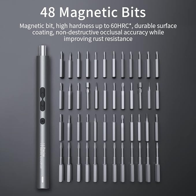 62 In 1 Mini Electric Precision Screwdriver Set, Automatic Screwdriver, Torque Of 0.35N Repair Tools,With 48 Magnetic Bits,Shadowless Lamp For Repair Phone,Laptop,Watch,Camera (62IN1)