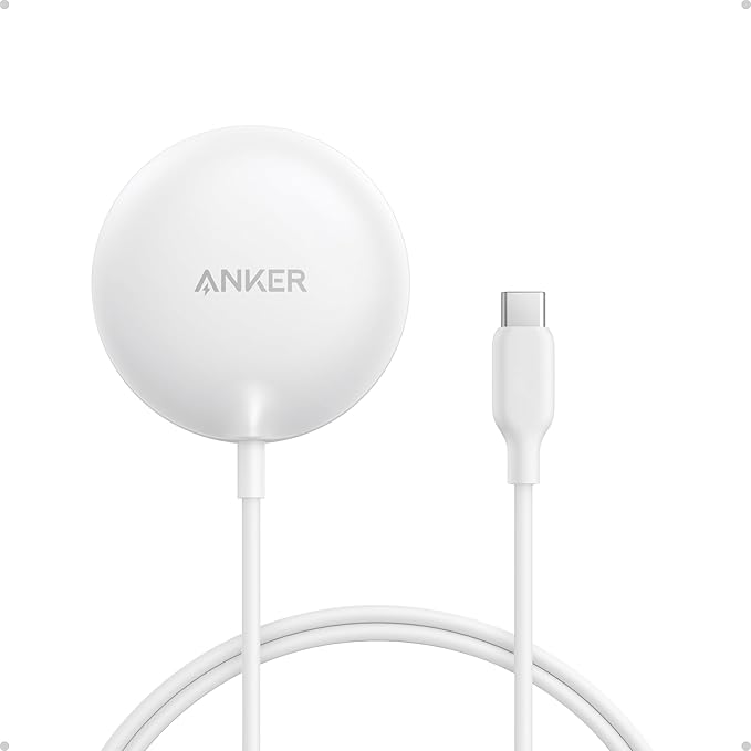 Anker Zolo Magnetic Wireless Charger, Qi2 Certified 15W MagSafe-Compatible Wireless Charging Pad, for iPhone 16/15/14/13 Series, AirPods, and More (Adapter Not Included) (White, 1 Pack)
