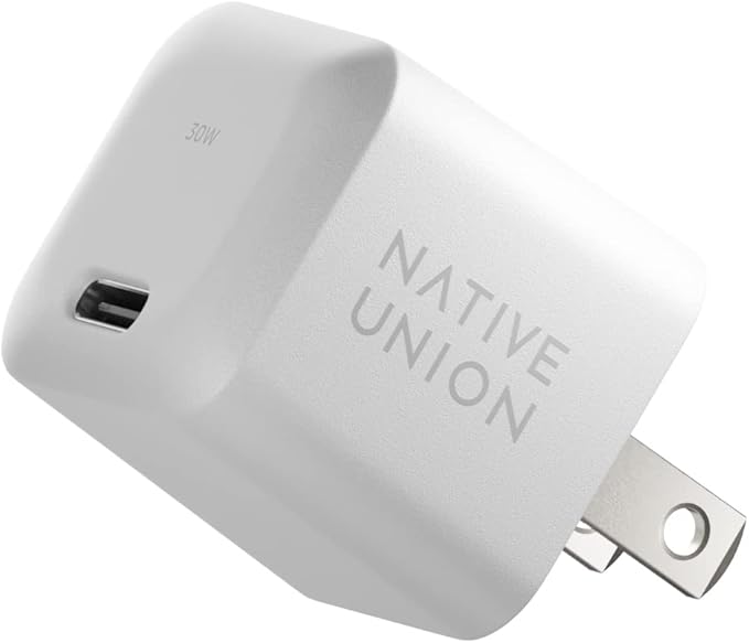 Native Union Fast GaN Charger PD 30W – Ultra-Compact Power Delivery Enabled USB-C Charger – Made of Recycled Materials – for MacBook Air, iPads, iPhones, Pixel, Galaxy & Other Type-C Devices (White)