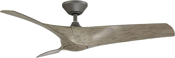 Zephyr Smart Indoor and Outdoor 3-Blade Ceiling Fan 52in Graphite Weathered Wood with Adjustable CCT 2700K-3000K-4000K-5000K LED Light Kit and Remote Control works with Alexa, and iOS or Android App