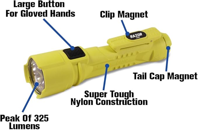 Bright Star Razor LED Flashlight 2-Pack Bundle,Intrinsically Safe, Waterproof, 14,000 Candela, Super Bright Rugged Flashlight for Work,Emergency, Outdoor, Batteries Included, Made in USA!