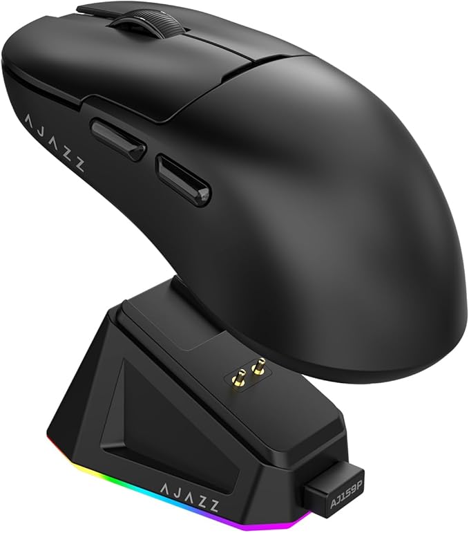 AJAZZ AJ159P Wireless Gaming Mouse with RGB Charging Dock, PAW3395 26K DPI Sensor, 56G Lightweight Ergonomic Mouse, 5 Programmable Buttons, 80 Million ASIN Switch