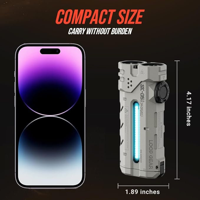 SK05 PRO Mao EDC Flashlight 4360 Lumens, 8000mAh Rechargeable LED Flashlight & Power Bank, 3-in-1 Lighting Modes (Flood/Spot/Side Light) for Camping, Hiking, Emergency - IP68 Waterproof