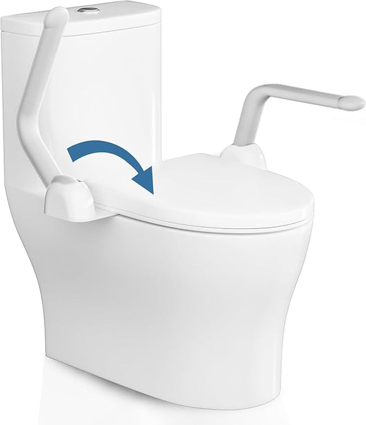 Toilet Safety Rails for Seniors, 480LBS Aluminum Armrest Hand Rail with Foldable Handles, Heavy Duty Toilet Seat Rails for Elderly, Handicap, Pregnant