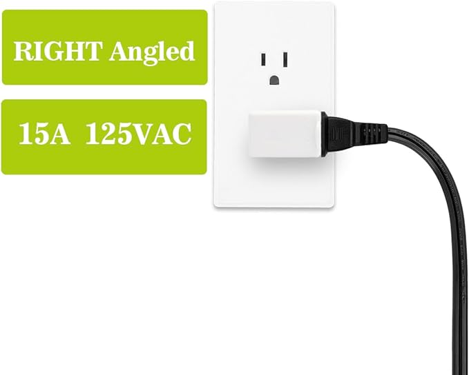 Polarized 2-Prong L Type Adapter, Horizontal Angled AC Adapter, NEMA 1-15P USA Outlet Saver Extension Adapter, High Heat Resistant 2Pin Left Angled Adapter