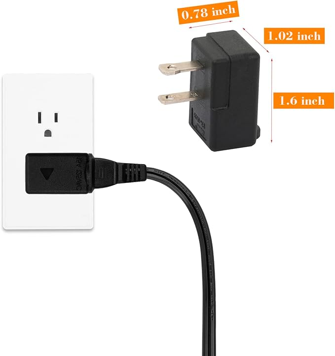 Right Angle Adapter,2-Prong 90 Degree Rightward Angled AC Adapter, Polarized 2-Prong L Type Adapter, Vertical Right Angled Down Angle Power Adapter, PA-0503B Black Color