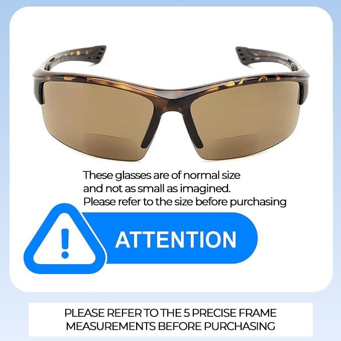 Calabria Sport 202BF Bifocal Reading Safety Glasses Readers Men Women Anti Fog Wrap Around Tinted UV Protection Semi-Rimless