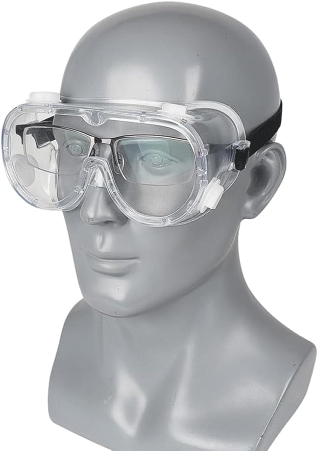 3 Pack Safety Goggles Anti-Fog Protective Adjustable Goggles Over Glasses Splash Eye Protection Adjustable For Lab Construction Worker Onion Cutting Clear Lens Eyewear Black