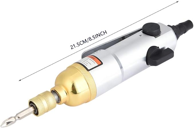 Akozon 1/4" Pneumatic Screwdriver, 8000-10500rpm Reversible Straight Hand Screw Driver for Industry Machine
