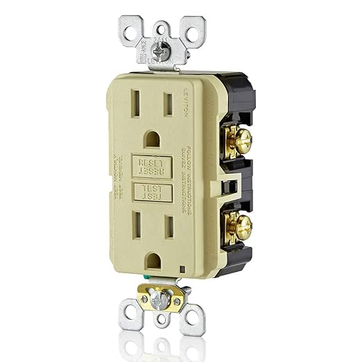 Leviton GFCI Outlet, 15 Amp, Self Test, Tamper-Resistant with LED Indicator Light, Protection from Electric Shock and Electrocution, GFTR1-I, Ivory