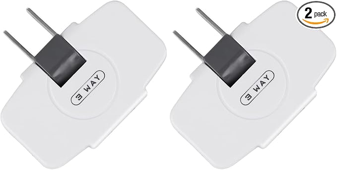 SYCON Outlet Wall Adapter, 2-Prong Swivel Ungrounded Indoor AC Mini Plug Wall Tap-White (3 Way-2 Pack)