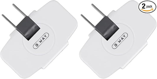 SYCON Outlet Wall Adapter, 2-Prong Swivel Ungrounded Indoor AC Mini Plug Wall Tap-White (3 Way-2 Pack)