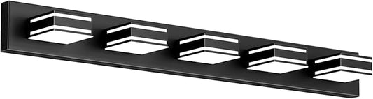 Ralbay Black Vanity Light Fixtures 40.5inch 5-Light Acrylic Modern LED Matte Black Bathroom Wall Vanity Lighting Fixtures Over Mirror