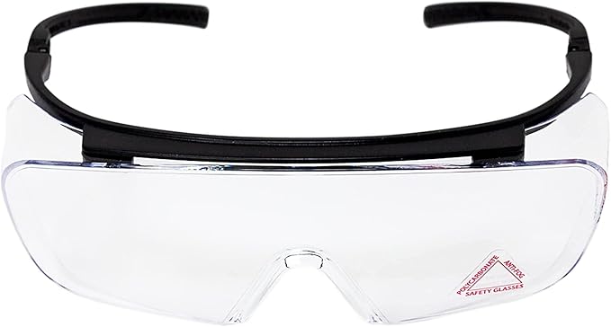 Duarte Premium Safety Glasses Over Eyeglasses; ANSI Z87.1 Impact Resistant Polycarbonate Lenses with Anti-Fog & Scratch, UV400 Protection Safety Goggles
