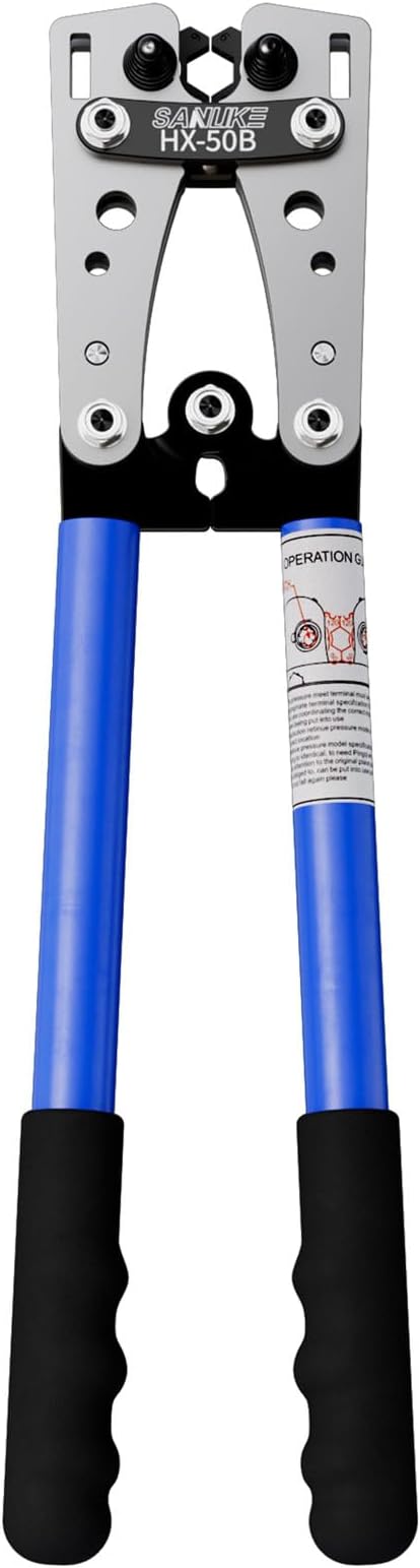 Sanuke Battery Cable Lug Crimping Tool for AWG 8 6 4 2 1/0 Heavy Duty Copper Wire Lugs