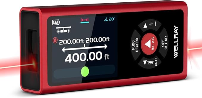 Dual Laser Measuring Tool Aluminum Shell Bi-Directional 400 Ft-in Magnetic Lazer Measurement Rechargeable Laser TapeMeasure Large LCD Digital Tape Measure with Electronic Level Bubble