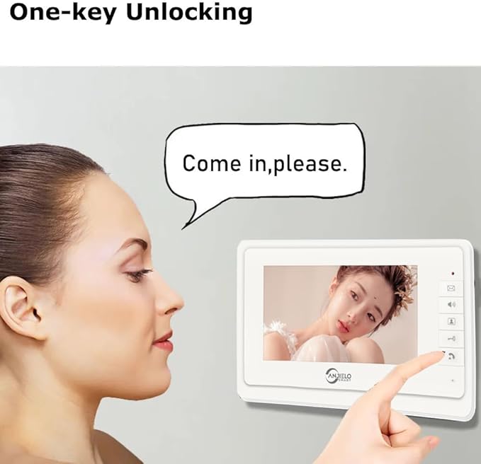 Wired Video Apartment Intercom System,6 Units 7 inch Monitor Video Door Phone Kit,Indoor Outdoor Video Doorbell, ID Card Unlock, 2 Way Audio, 6-Screen for Home Apartment (1 Doorbell+6 Monitor)