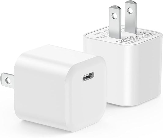 USB C Charger Block, Agtray 2-Pack Mini USBC PD Fast Charging Cube C Box Charger Type C Charging Block Travel Wall Plug Power Adapter for iPhone 16e 16 15 14 13 12, iPad Pro Air Mini, AirPods, iwatch