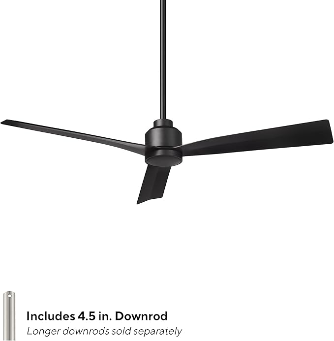 WAC Smart Fans Clean Indoor and Outdoor 3-Blade Smart Home Ceiling Fan 52in Matte Black with Remote Control works with Alexa and iOS or Android App