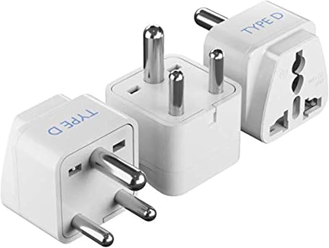 Ceptics India Travel Plug Adapter (Type D) for Pakistan, Nepal, Bangladesh - 3 Pack [Grounded & Universal] (GP-10-3PK)