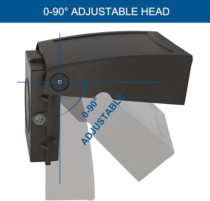 DAKASON (2 Pack) 60W LED Wall Pack, Dusk-to-Dawn Photocell, Adjustable Head, Full Cut-Off Security Light, 5000K 6600lm Replaces 200-300W HPS/HID IP65 Waterproof Outdoor Lighting Fixture, ETL Listed