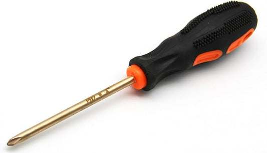 Non-Sparking PH2 Phillips #2 Screwdriver, Beryllium Bronze Copper Non Spark, 4 Inch (100mm) Working Length, 8-1/2 inch (213mm) Total Length, Spark Free Safety, non-magnetic, corrosion-resistant