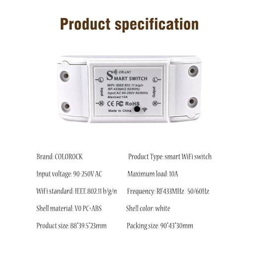 Smart WiFi Light Switch, RF Wireless Remote Control Switch Kit, APP and 433MHz, Compatible with Alexa, Google Home, Voice Control, Timer Function, No Hub Required, 1 Way, 10A