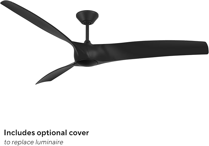 Zephyr Indoor or Outdoor 3-Blade 72in Smart Ceiling Fan in Matte Black with Adjustable CCT 2700-3000-4000-5000K LED Light Kit and Remote Control Compatible with Alexa and iOS or Android App